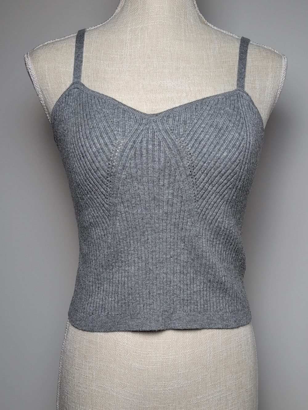 Wild Fable Gray Ribbed Knit Cami with Sweetheart Neckline